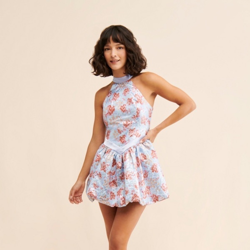 Love Shack Fancy Ola Mini Dress Morning Cappuccino Floral Size 12